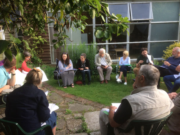 Project volunteers meeting outside the Reeves Studio